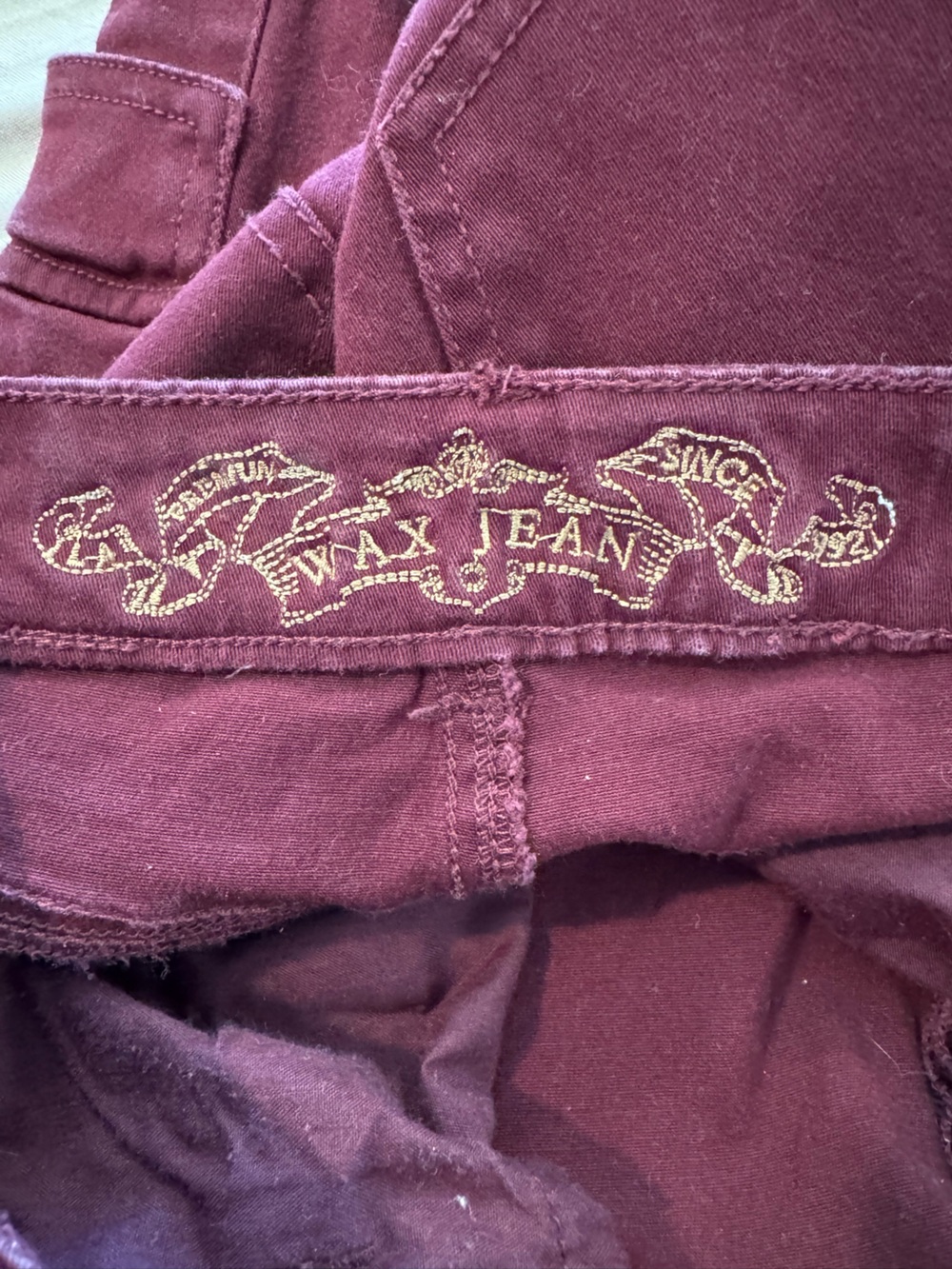 Wax Jean Burgundy Premium Skinny Twill Cargo Pants Size 9 - Picture 3 of 5